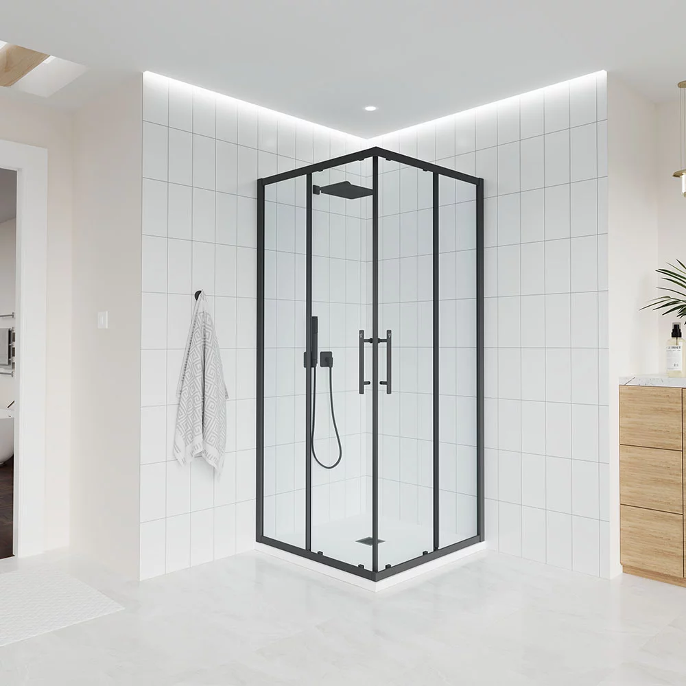 Душевой угол Veconi Evo 300 B, 1000х1000x1950, черный матовый, прозрачное стекло