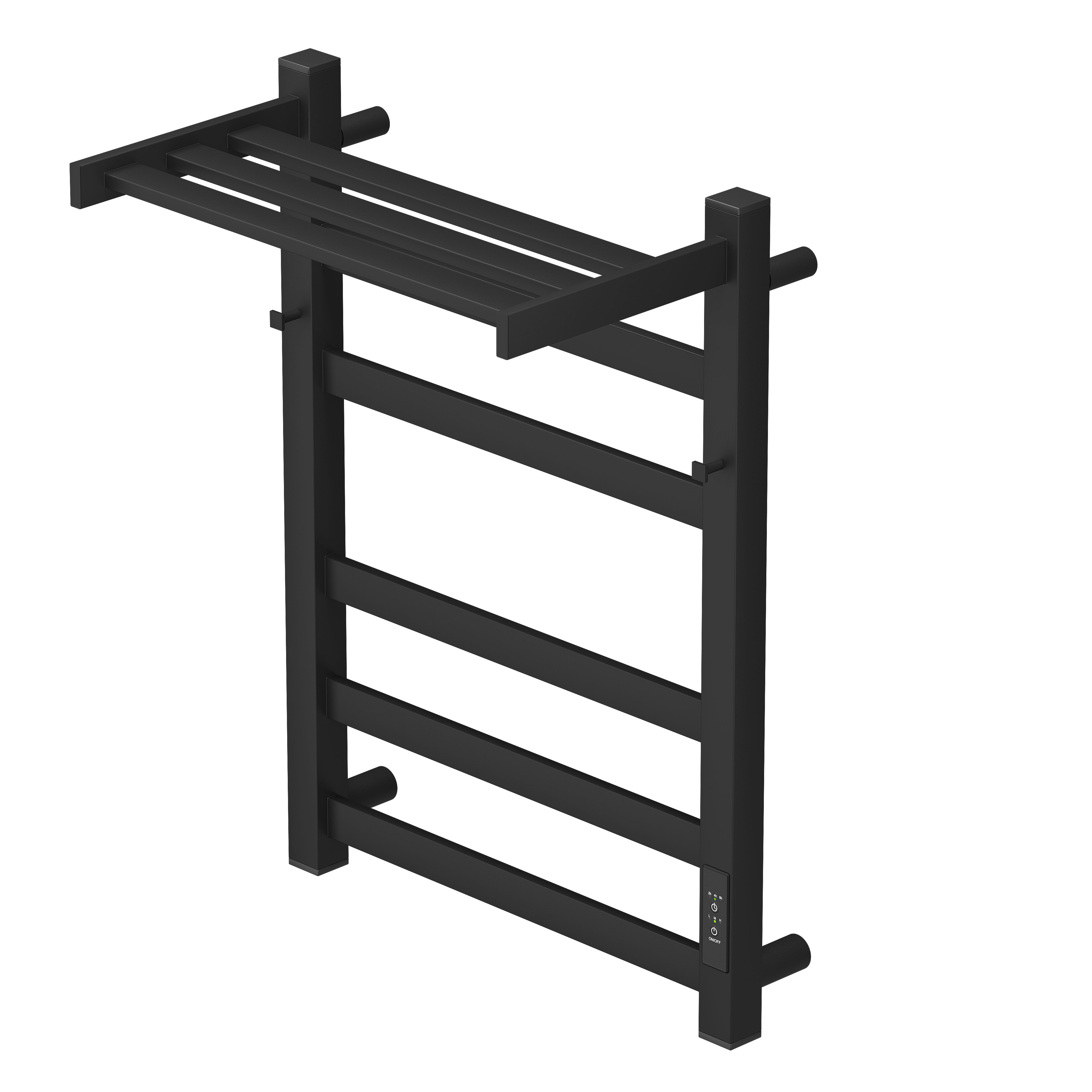 Полотенцесушитель электрический APEXTERMO Terra TR11164BM 600x400 с крючками и полкой, черный матовый