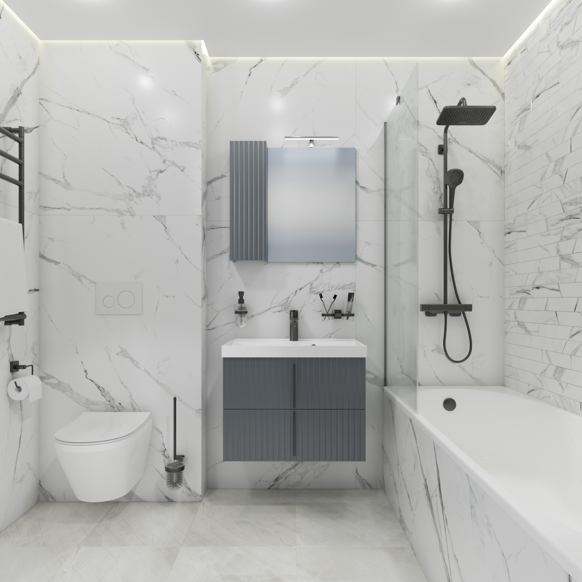 Зеркало-шкаф Санта Юпитер 70 L свет, графит матовый