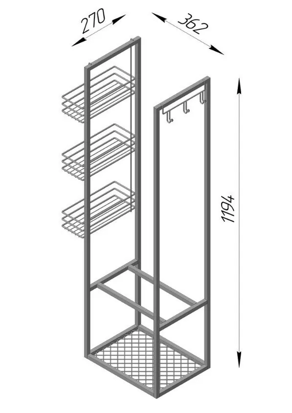 Пенал Sanflor Бруклин 50 L/R подвесной, с открытой полкой, бетон пайн, экзотик