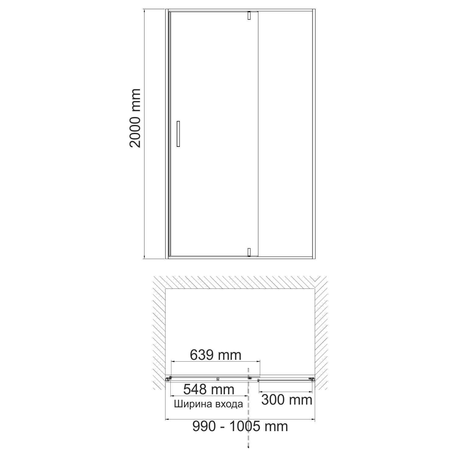 Душевая дверь WasserKraft Spree 14P12 100 в нишу, распашная, прозрачное стекло, никель Душевая дверь WasserKraft Spree 14P12 100 в нишу, распашная, прозрачное стекло, никель