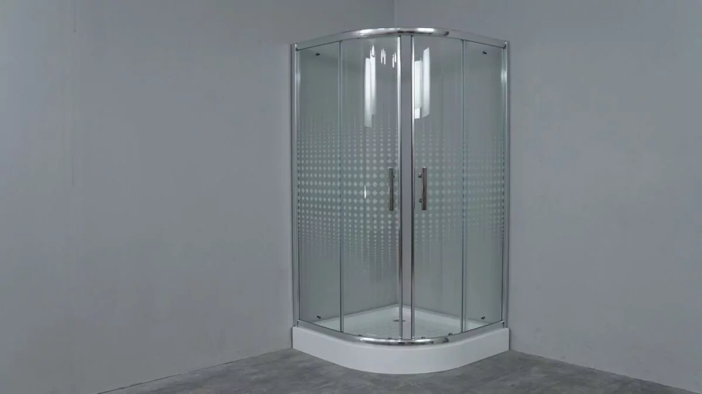 Душевой уголок Timo TL-1101 Romb Glass прозрачный 100х100 полукруглый 1/4, с низким поддоном, хром от магазина Vanna-Vanna.ru!