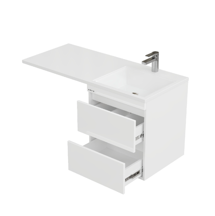 Тумба подвесная Onika Флэтон 38 с раковиной Марсал 100 под стиральную машину, R, белая