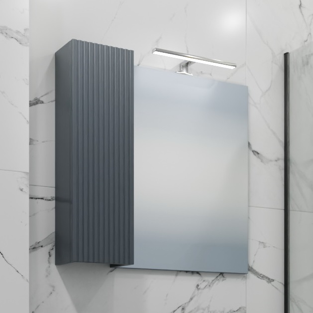 Зеркало-шкаф Санта Альтаир 70 L свет, графит матовый