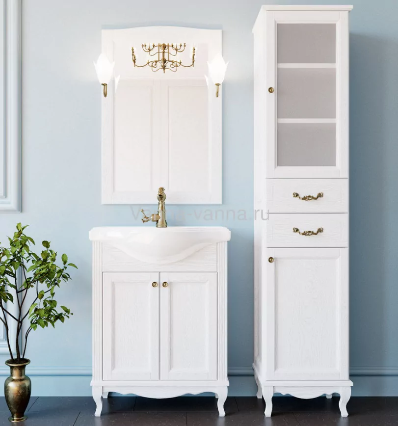 Мебель для ванной ValenHouse Эллина 65 комплект, напольный, белый, бронза