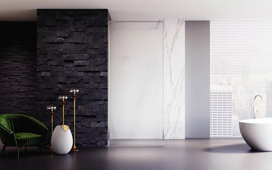 Душевая перегородка Veconi KR81F-100-08-C4 рифленое прозрачное стекло, профиль хром