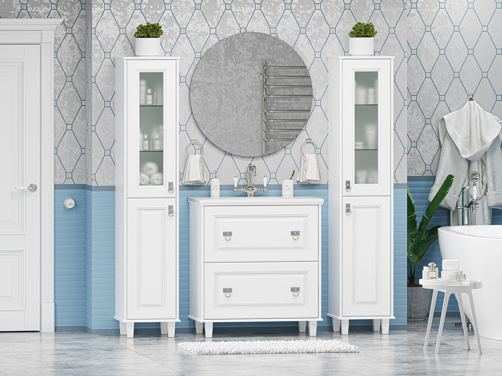 Тумба с раковиной Misty Версаль 80, белый