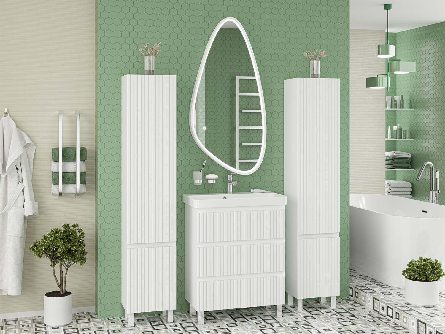 Тумба с раковиной Brevita Victory 70 напольная, белый