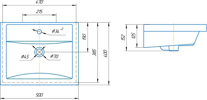 Тумба подвесная SanStar Riana 50 с раковиной Фостер 50, cappuccino