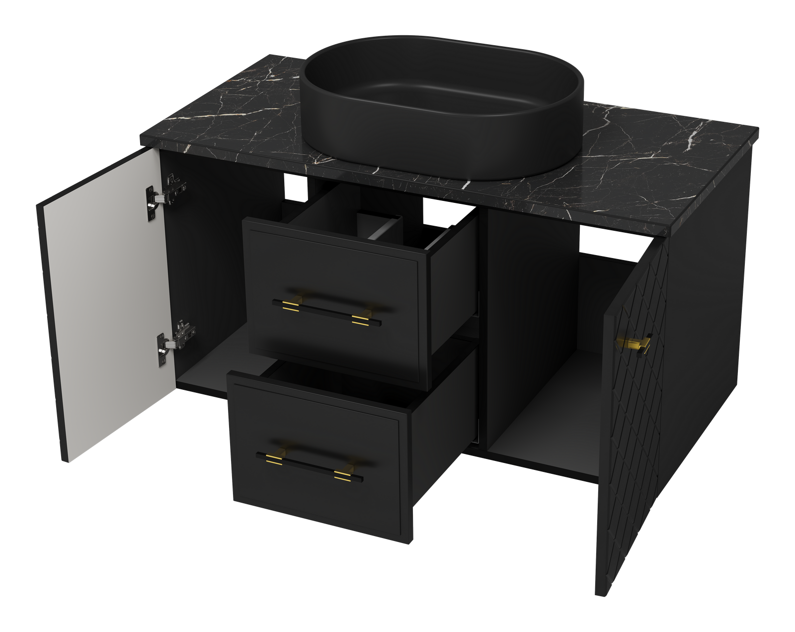 Тумба с раковиной Brevita Shanel 100 подвесная, черный