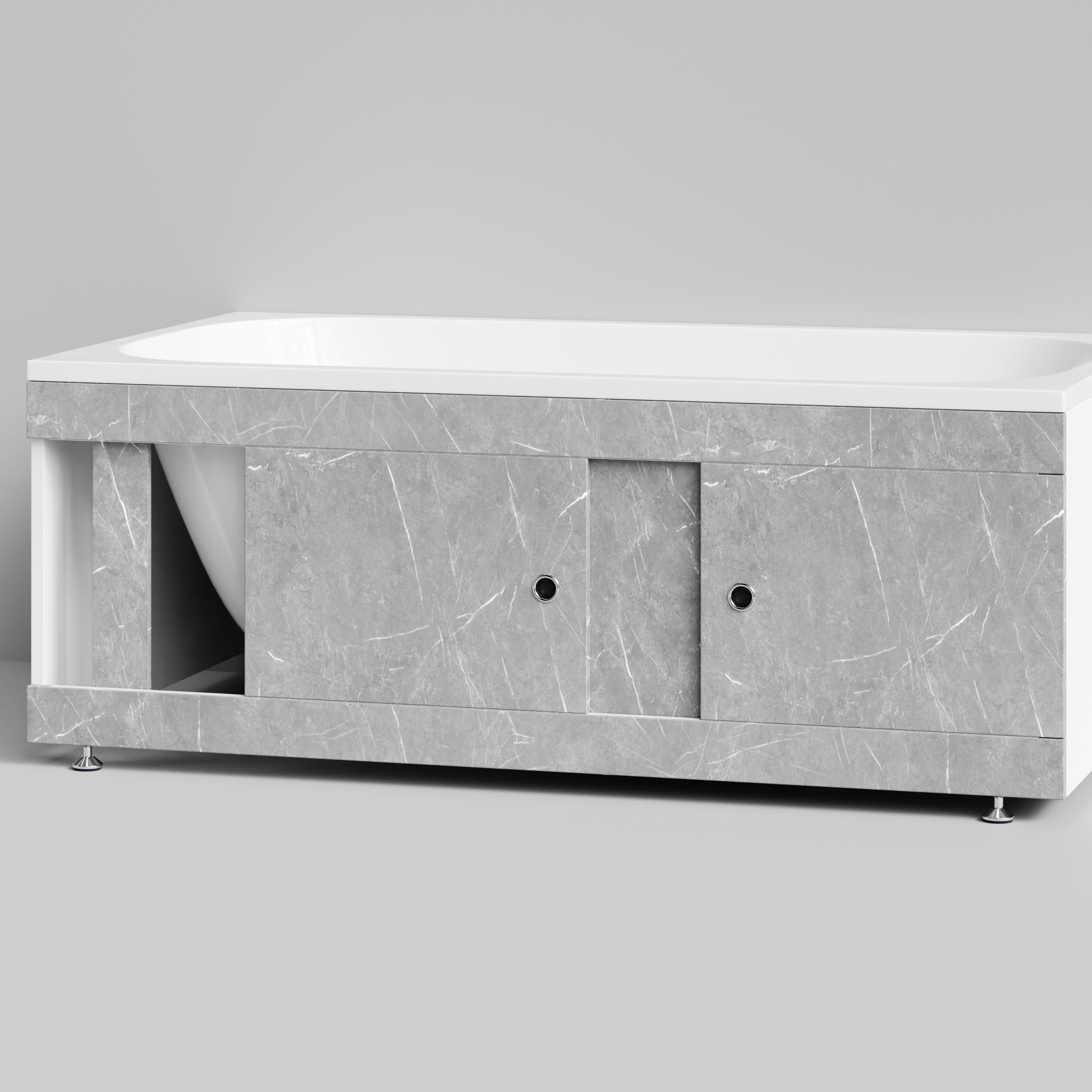 Экран под ванну Vod-ok Купе 150 раздвижной Мрамор Белый софт тач