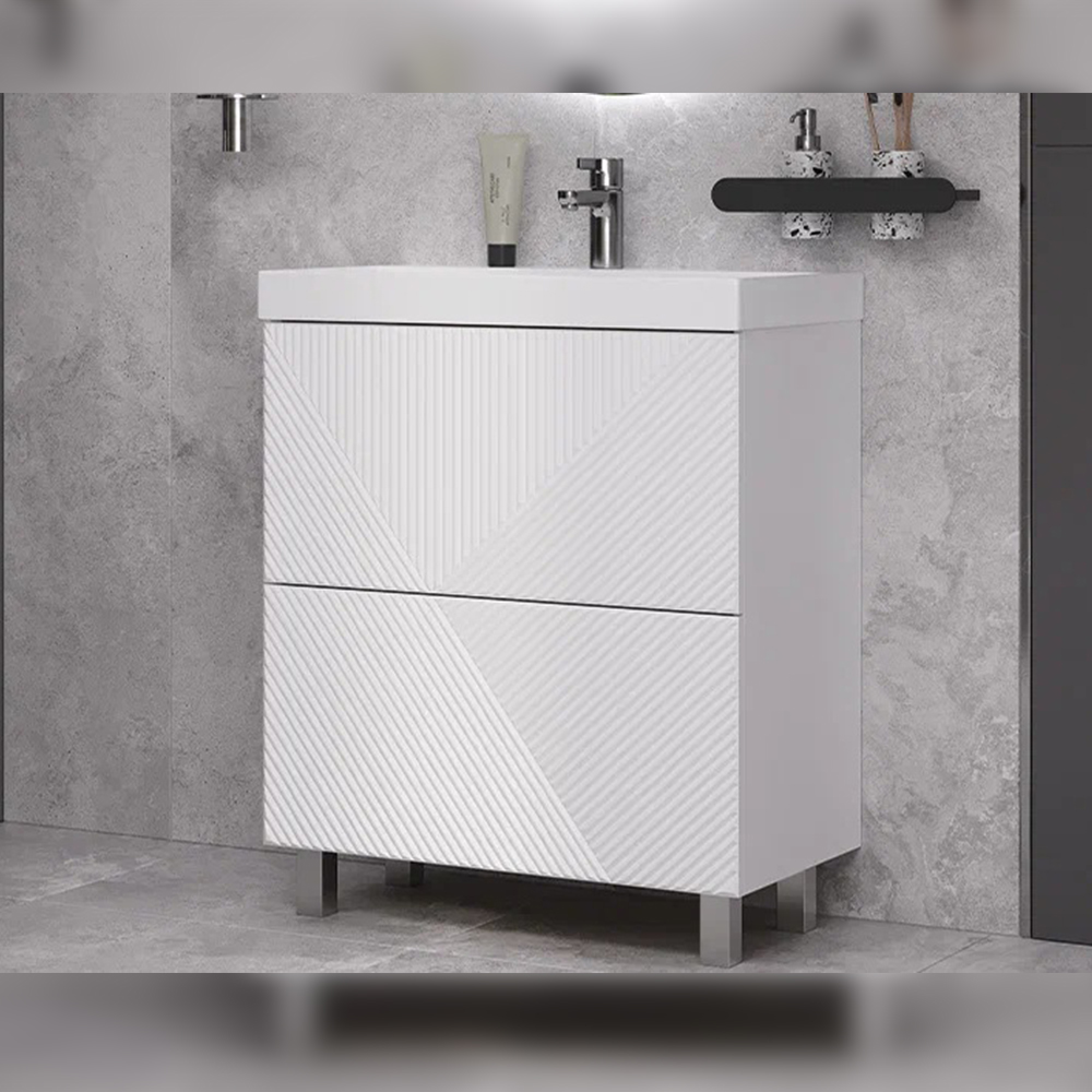 Тумба с раковиной напольная Velvex Edge tn.EDG.9696.70.2Y белый глянец, 70 см