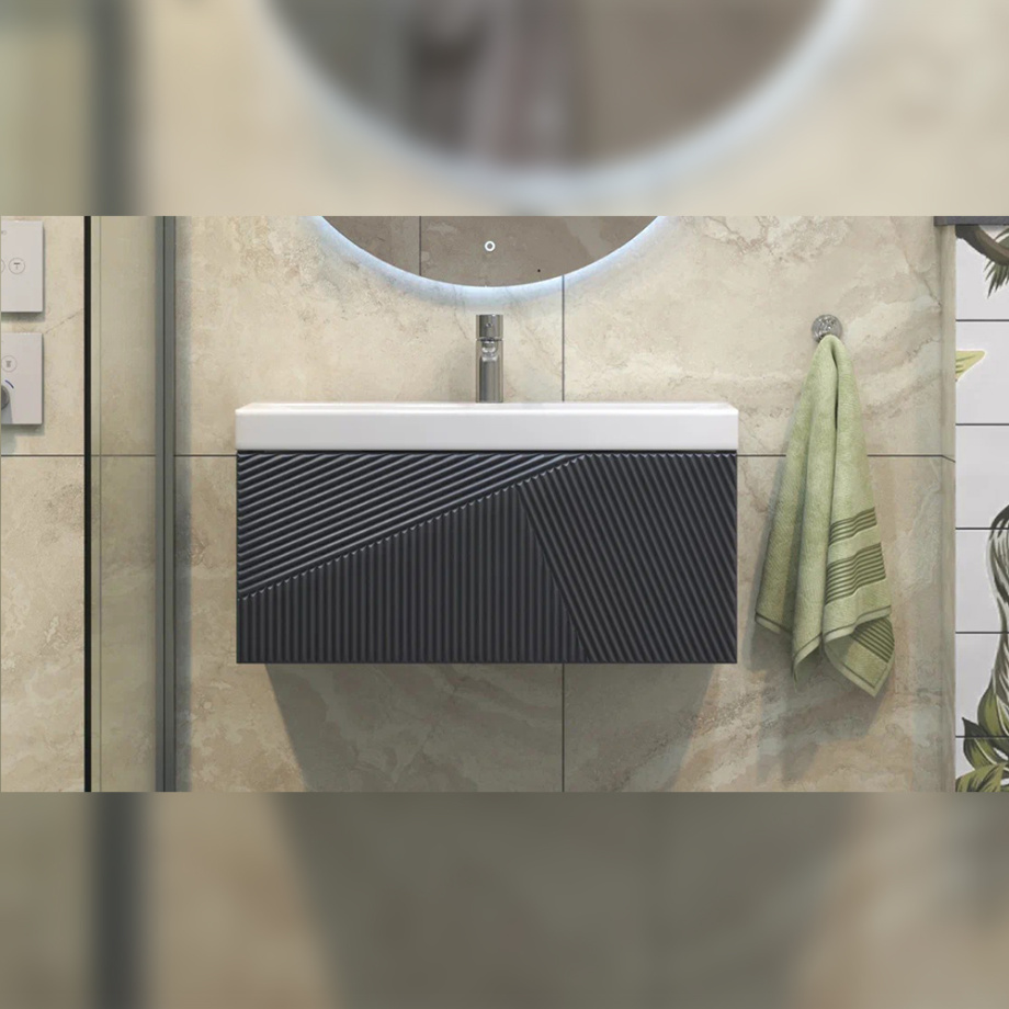 Тумба с раковиной подвесная Velvex Edge tp.EDG.9696.80.1Y графит, 80 см