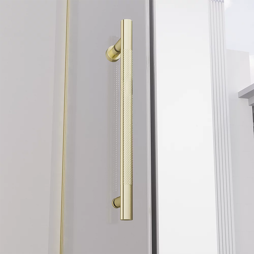 Душевая дверь распашная Veconi Premium Alassio G, 1400х2000, брашированное золото, стекло прозрачное осветленное Душевая дверь распашная Veconi Premium Alassio G, 1400х2000, брашированное золото, стекло прозрачное осветленное