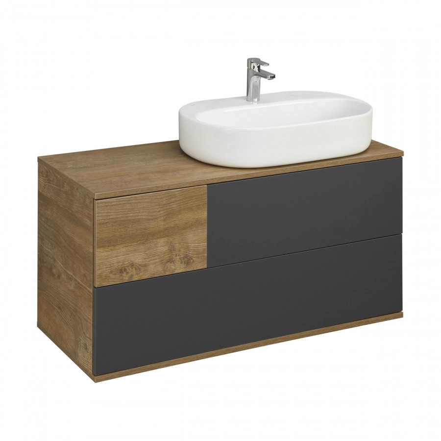 Тумба подвесная Aquaton Терра 105 с раковиной Одри 42х42, дуб кантри, антрацит