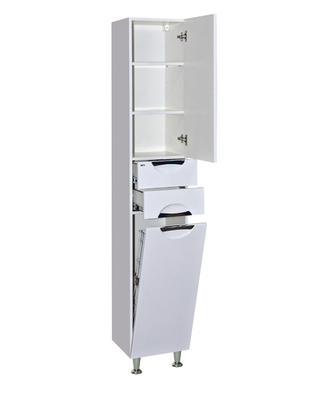 Пенал Misty Орхидея 35 напольный, с бельевой корзиной, R, белый