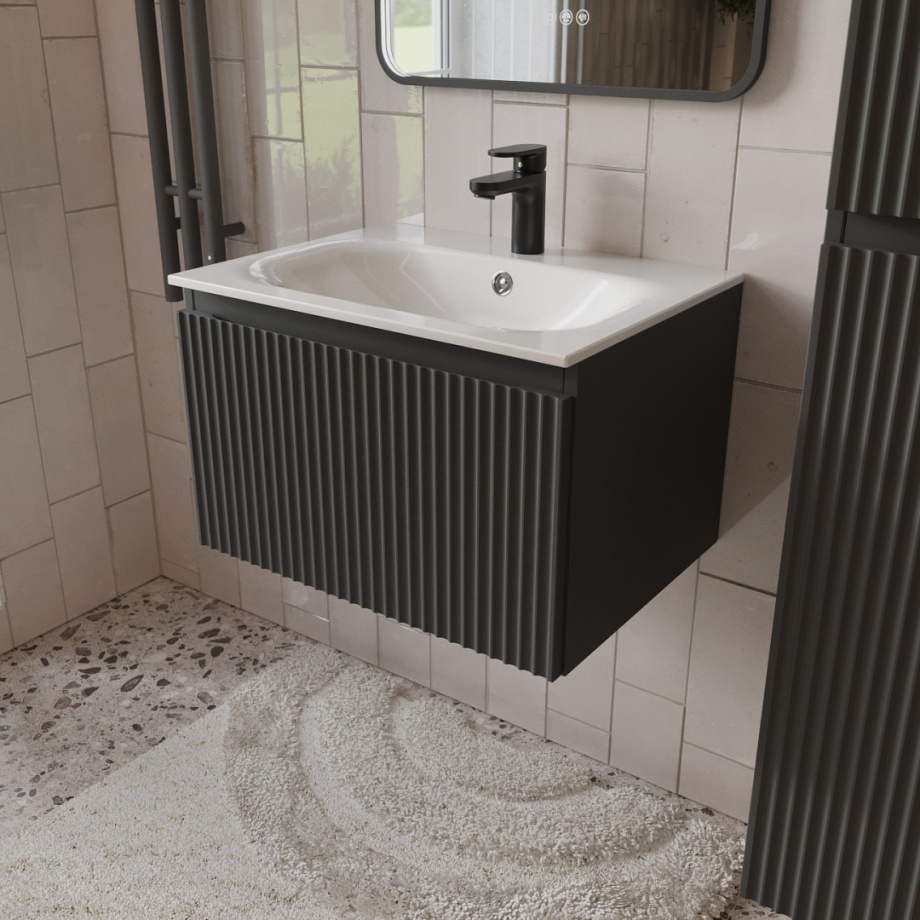 Тумба с раковиной подвесная (60 см) Terminus Sicilia SIC10601701601O, графит