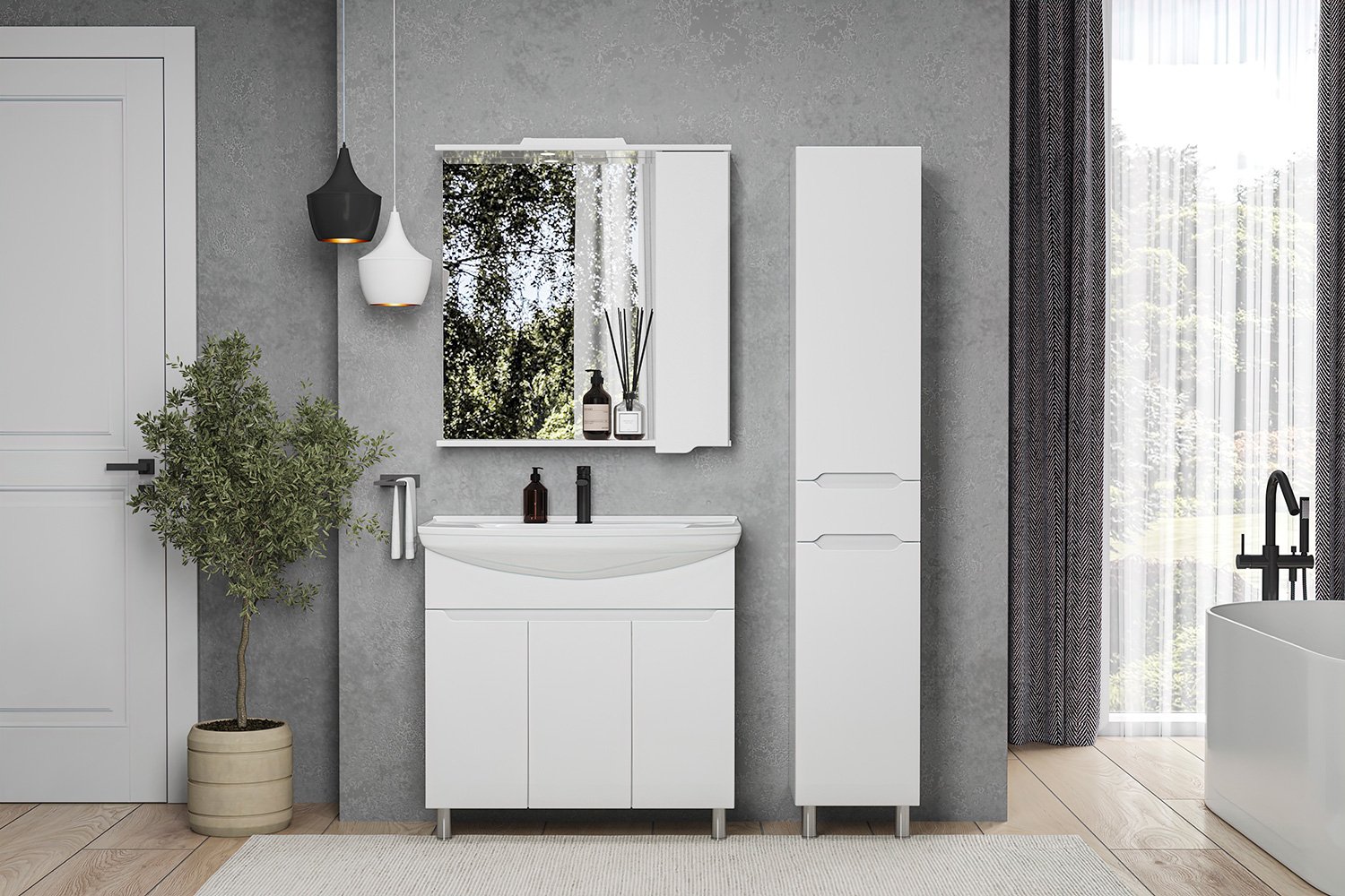 Зеркальный шкаф подвесной SanStar Bianca 80 белый