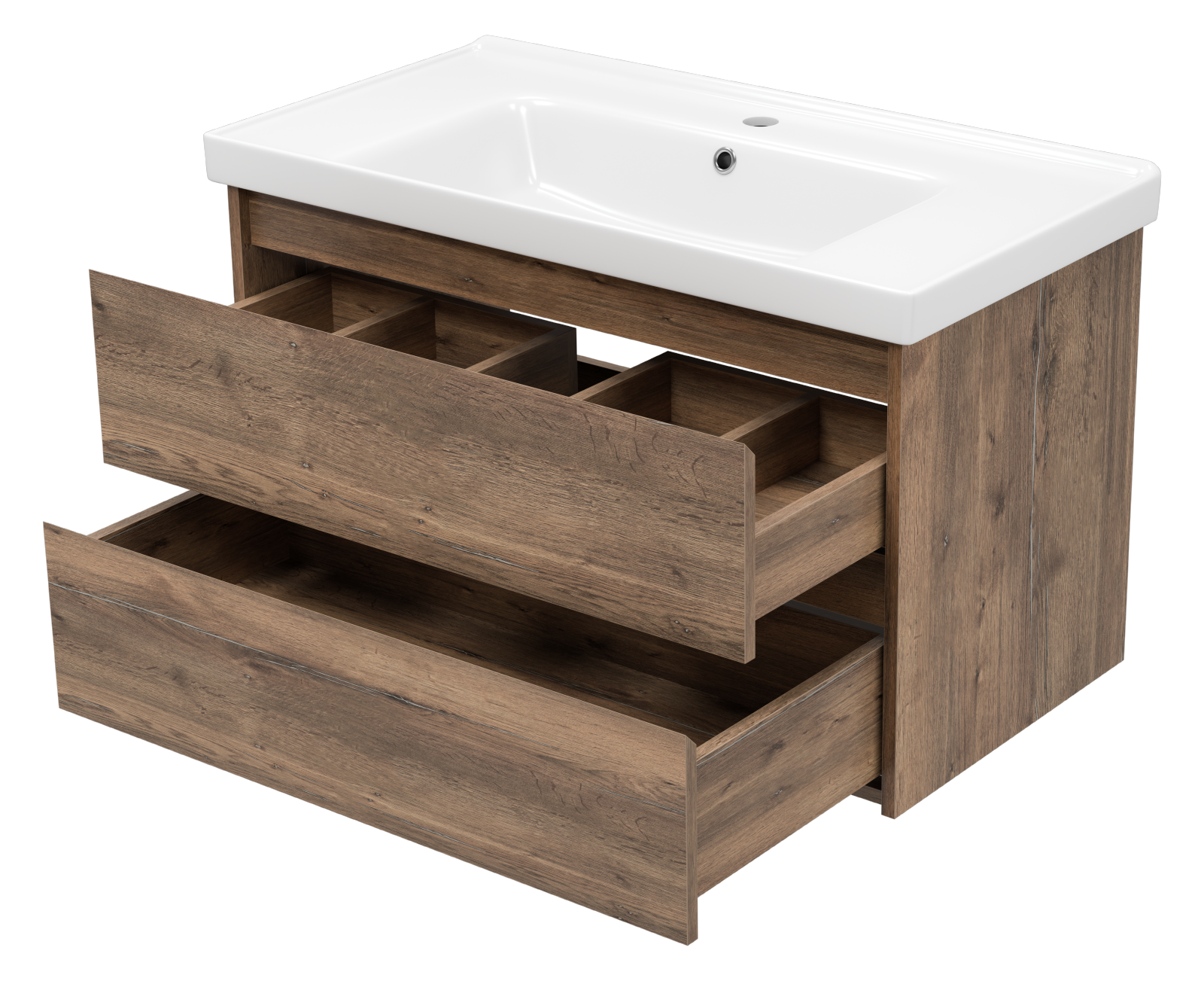 Тумба с раковиной Brevita Dallas 90 подвесная, дуб галифакс