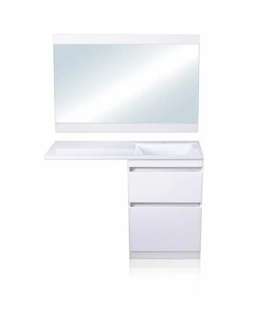 Тумба напольная Style Line Даллас 130 Люкс Plus ПВХ с раковиной Даллас 130 под стиральную машину, два ящика, правая, белая