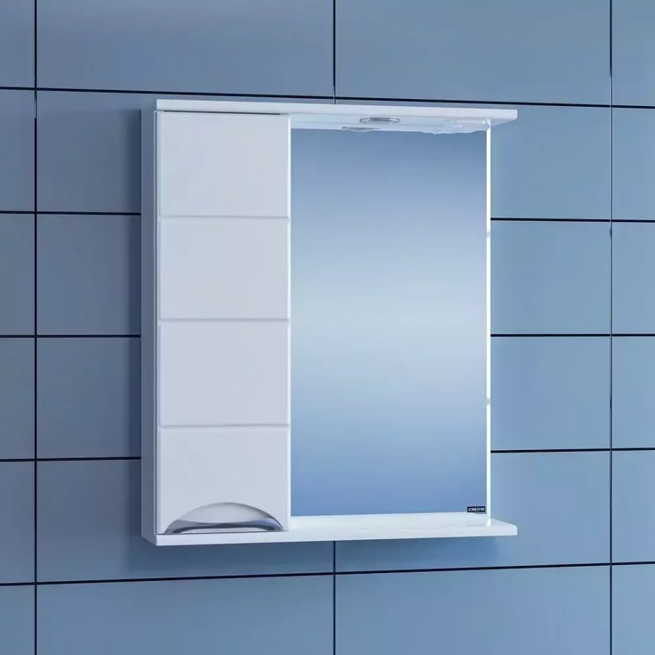 Зеркало со шкафчиком Санта Родос 60 L свет, белый