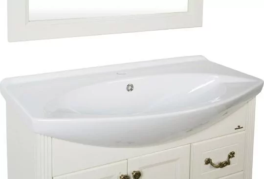 Тумба напольная ValenHouse Эллина 80 с раковиной Erica 80, 3 ящика, слоновая кость, бронза от магазина Vanna-Vanna.ru!