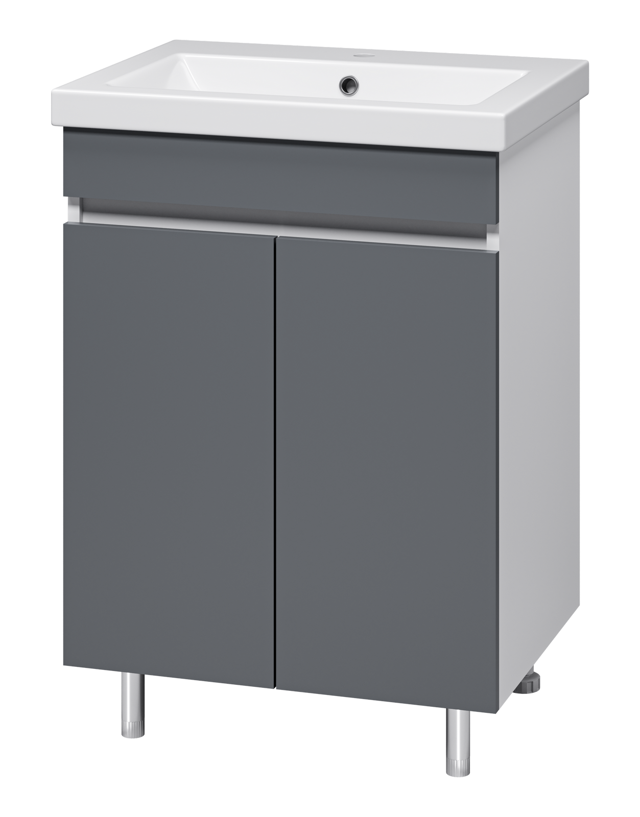Тумба Misty Майна 60 с раковиной Como 60, напольный, графит/белый