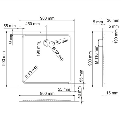 Поддон для душа WasserKRAFT Berkel 48T03