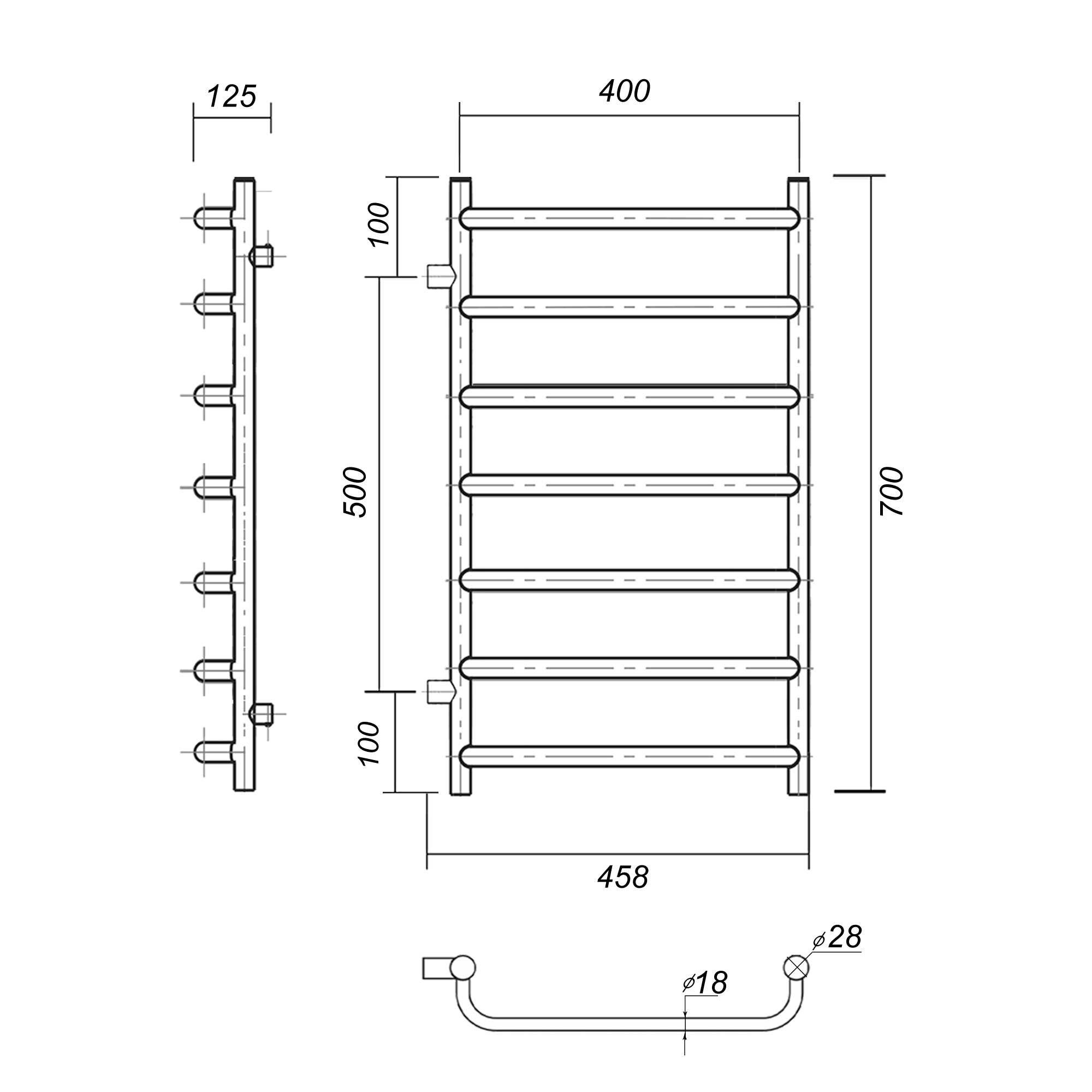 Полотенцесушитель водяной Domoterm Стефано П7 400x700-500 АБР античная бронза