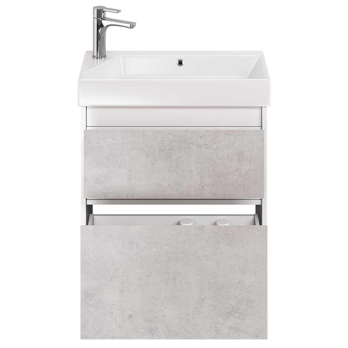 Тумба с раковиной подвесная Dreja Slim 65 см, белый/бетон