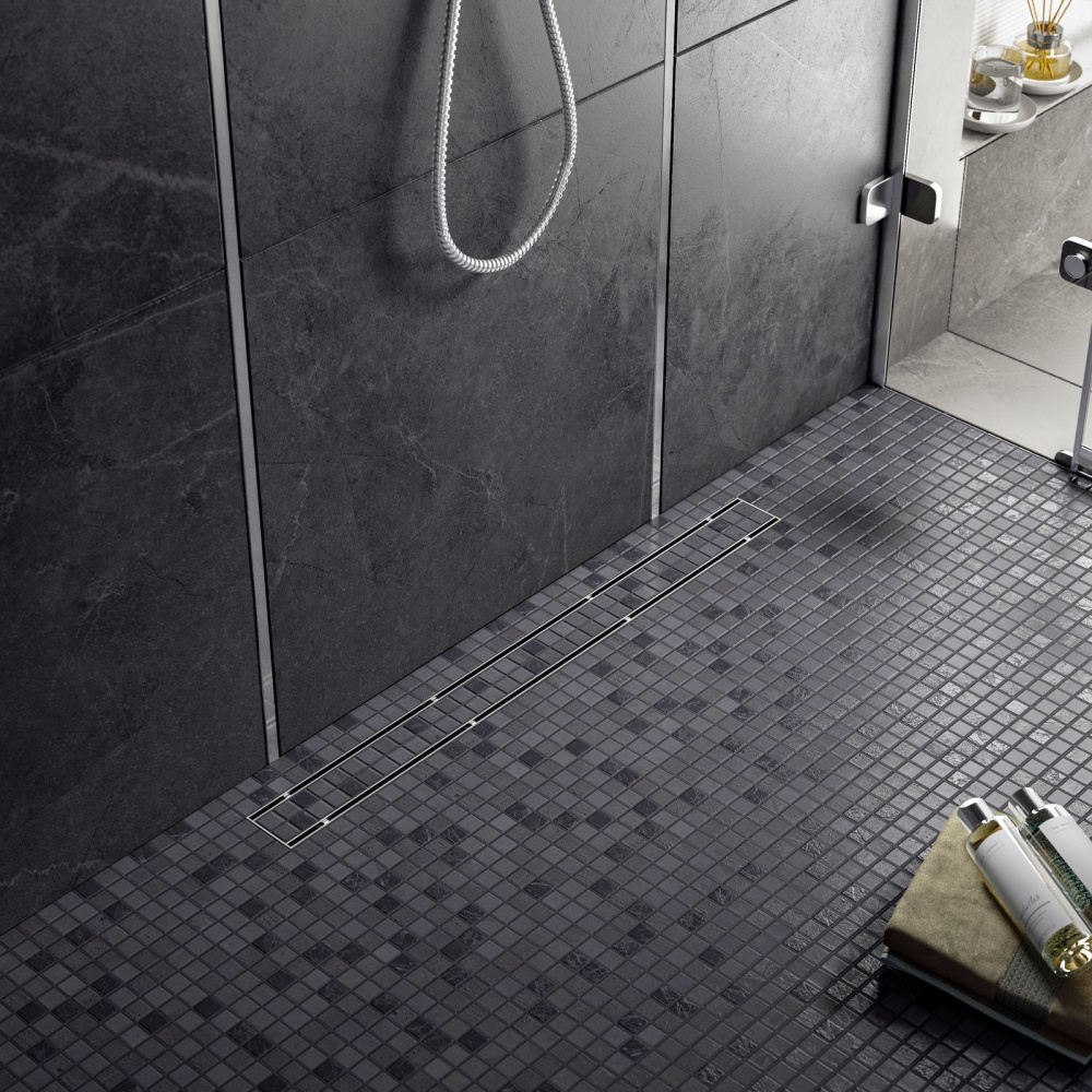Душевой лоток TIMO Drain System 600 с двусторонней панелью "plate" под плитку, Сатин от магазина Vanna-Vanna.ru!