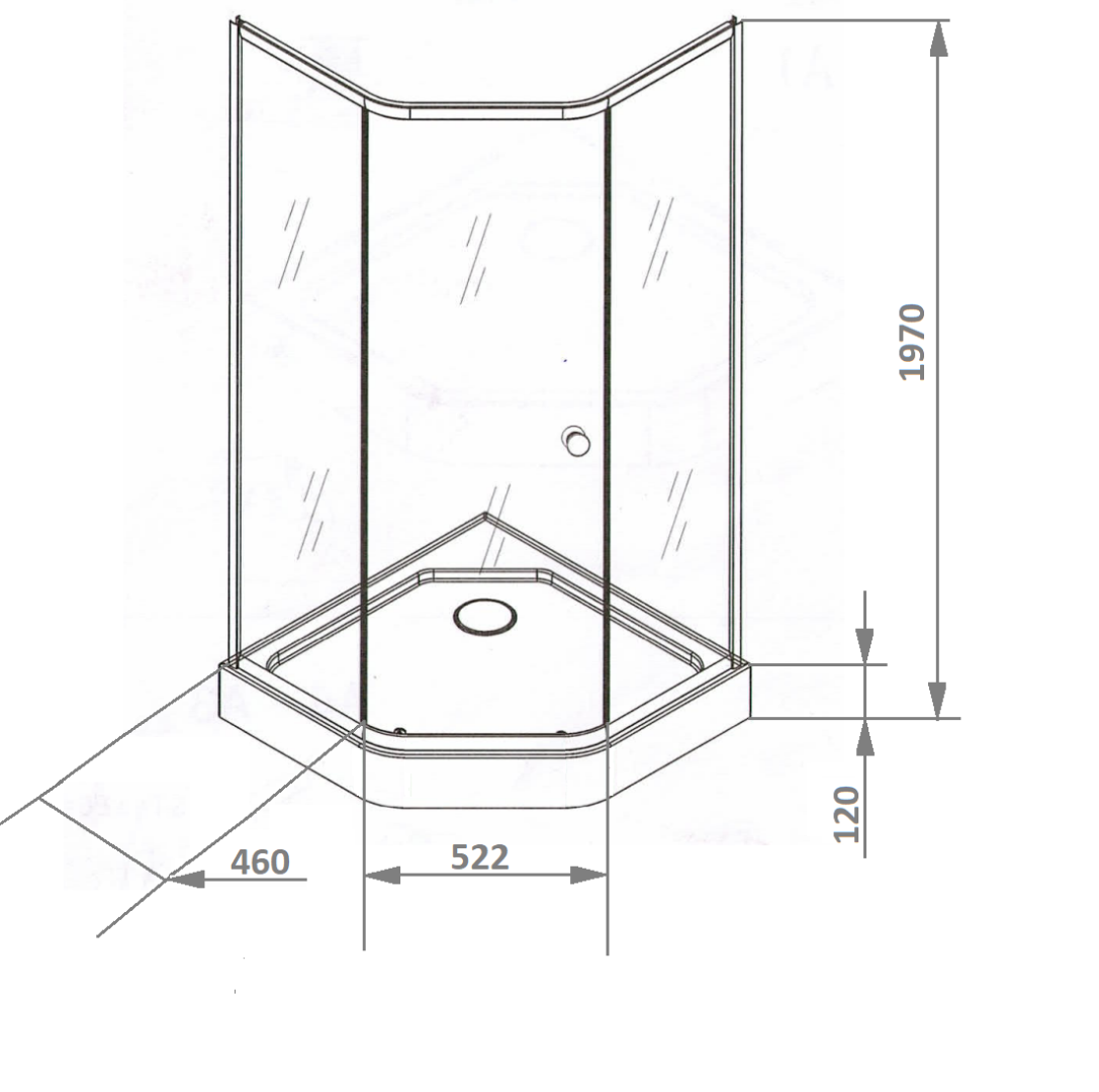 Душевой уголок Parly ZEP91FR пятиугольный, с низким поддоном, матовое стекло, белый