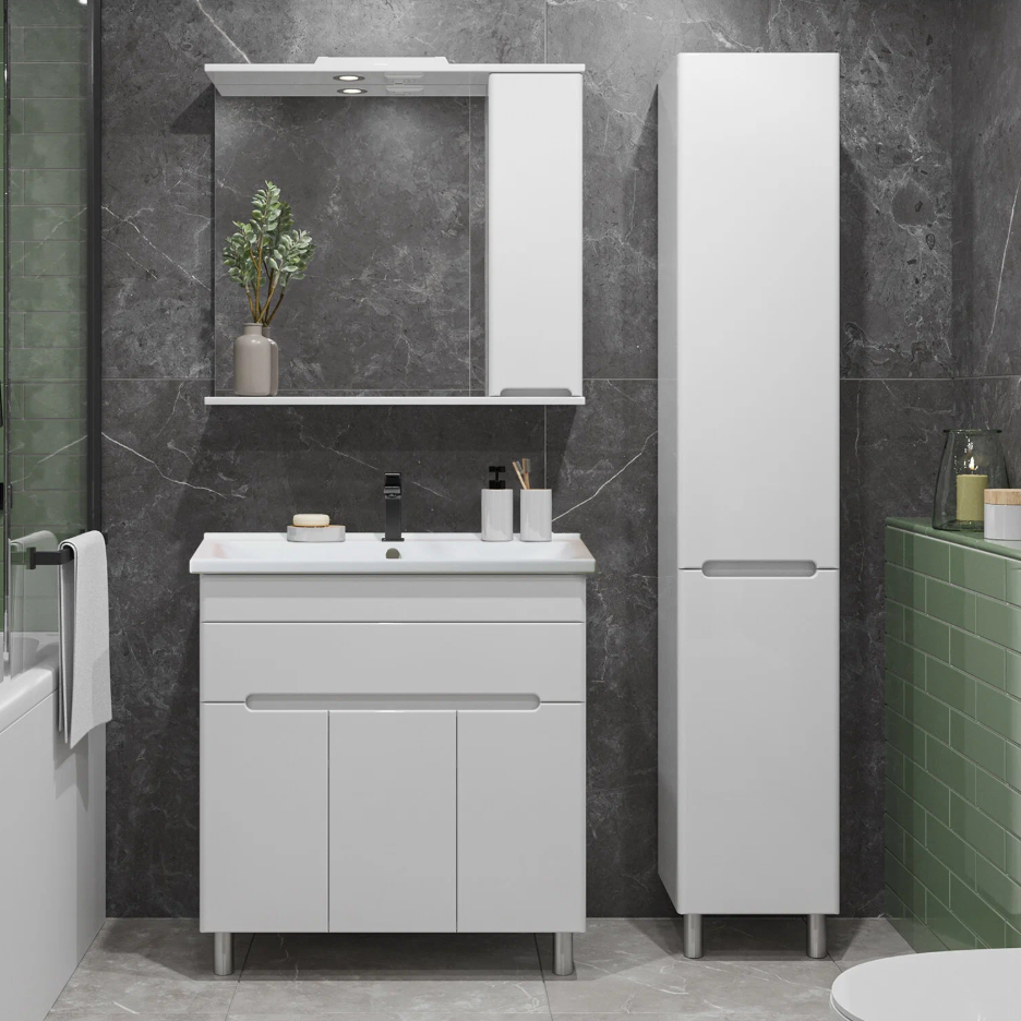 Тумба напольная SanStar Модена 80 с раковиной Фостер 80, белая