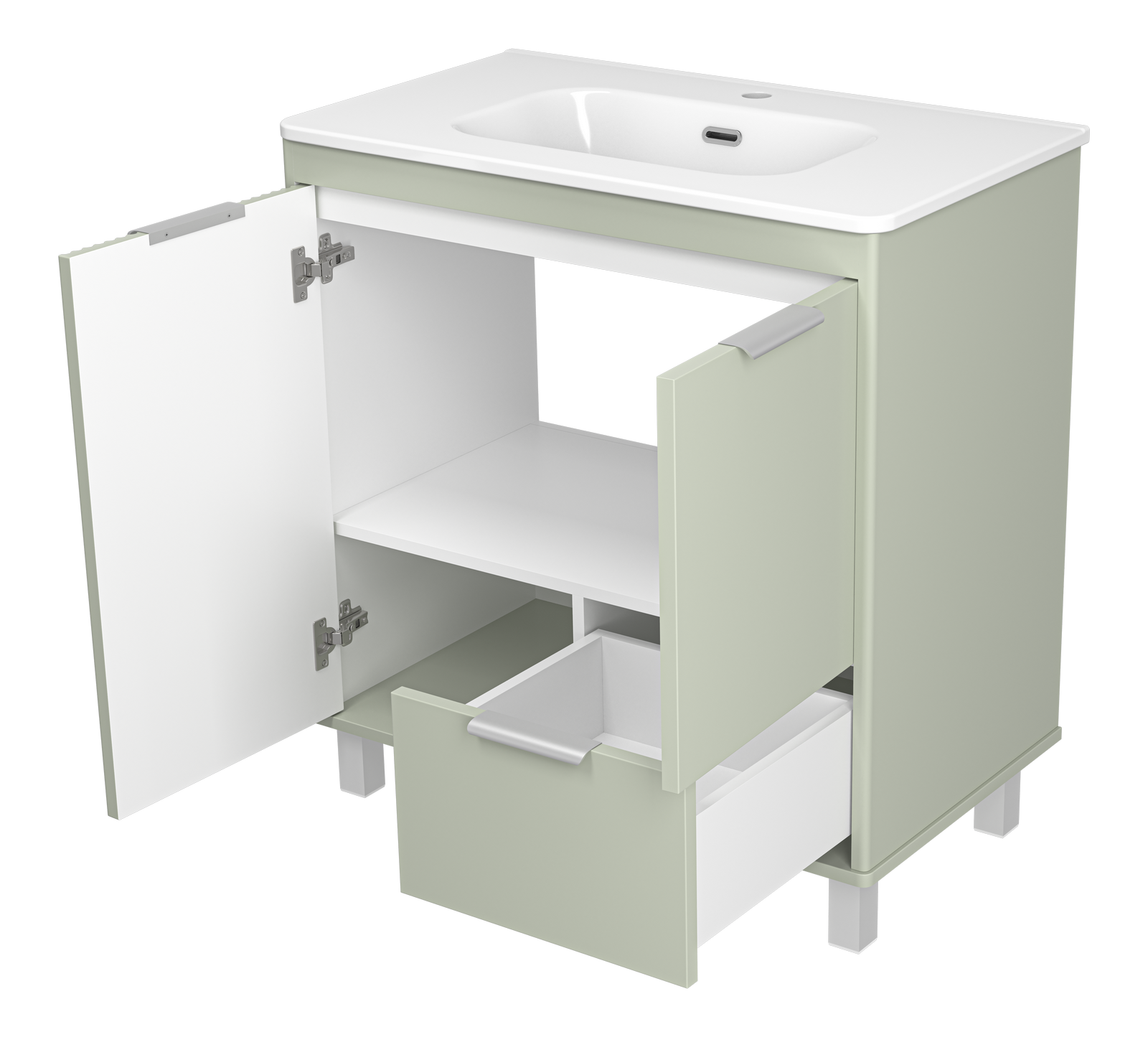 Тумба с раковиной Brevita Risacca Pistachio 80 напольная, фисташковый