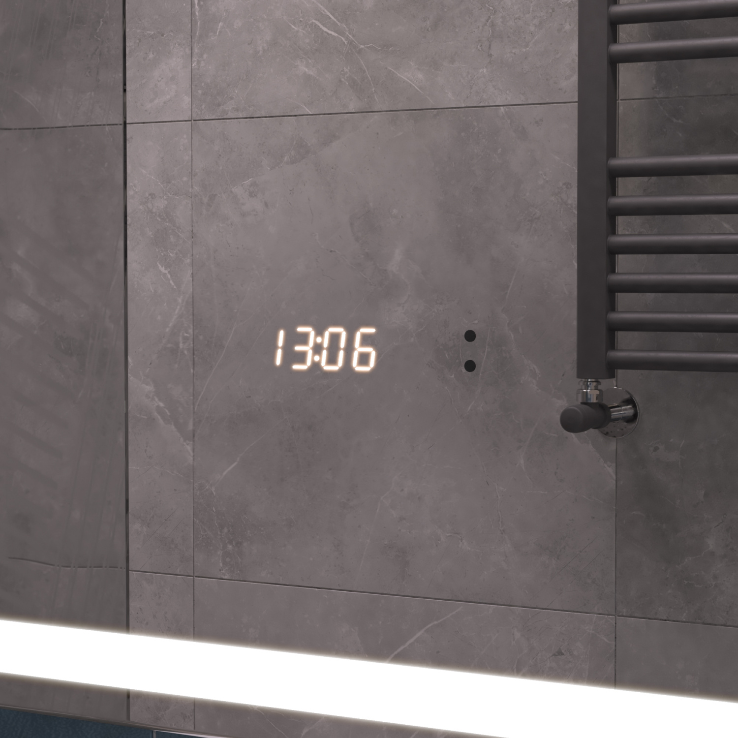 Зеркало Vigo Geometry Luxe 1200 свет, сенсор, часы, антизапотевание