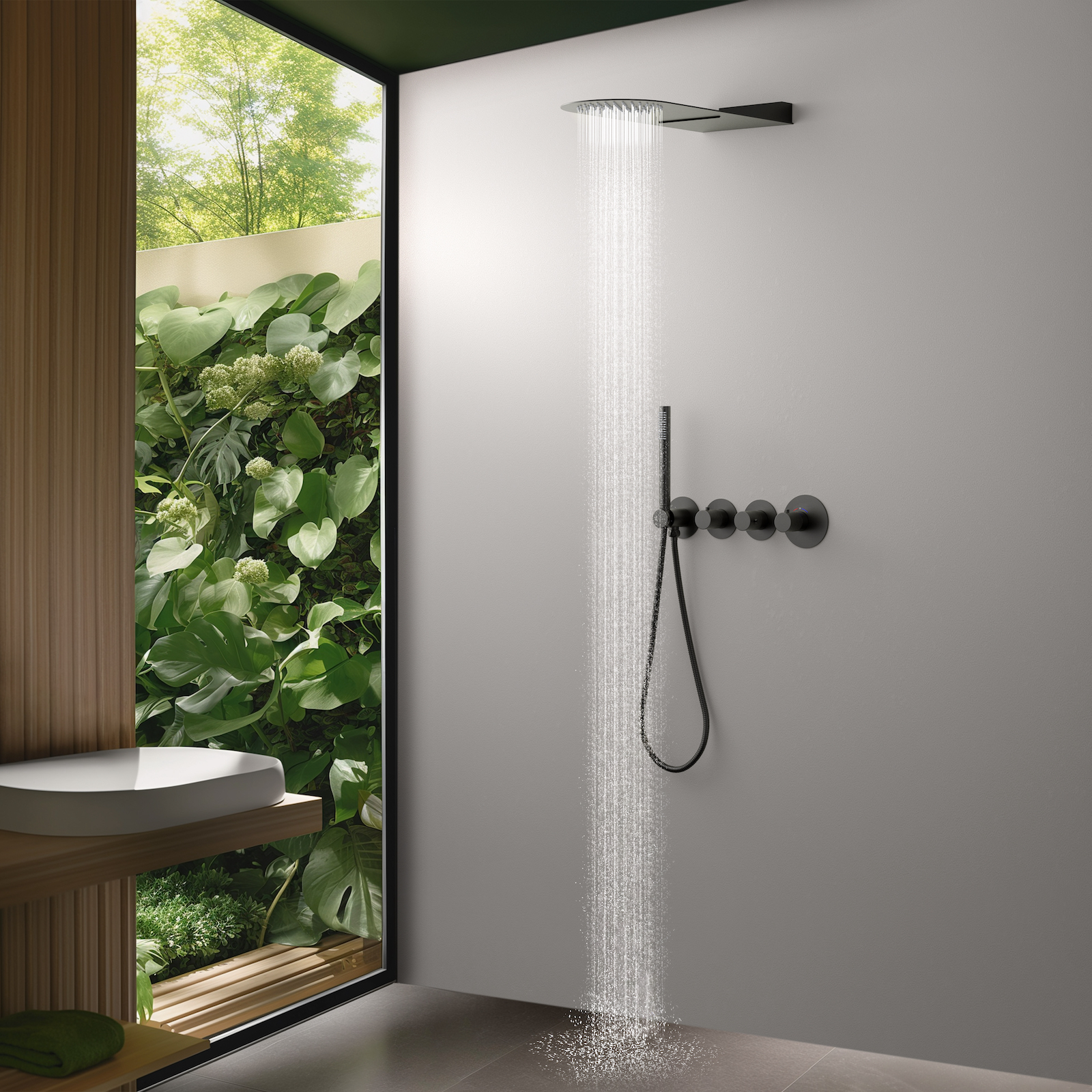 Душевая система встроенная с термостатом Timo Saona SX-2350/18SM черное золото