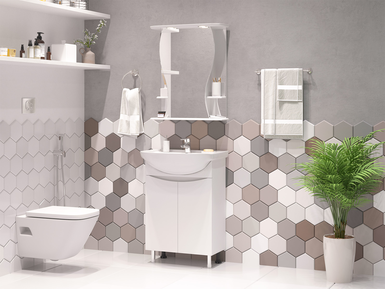 Тумба с раковиной Misty Смайл 60 белый