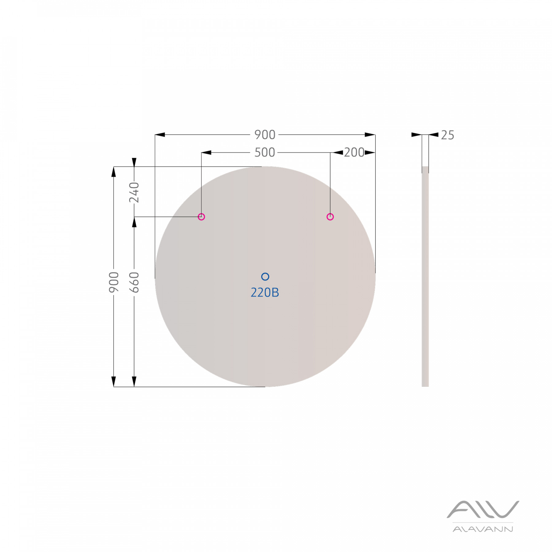 Зеркало Alavann Rondo 90 свет, ик-выключатель