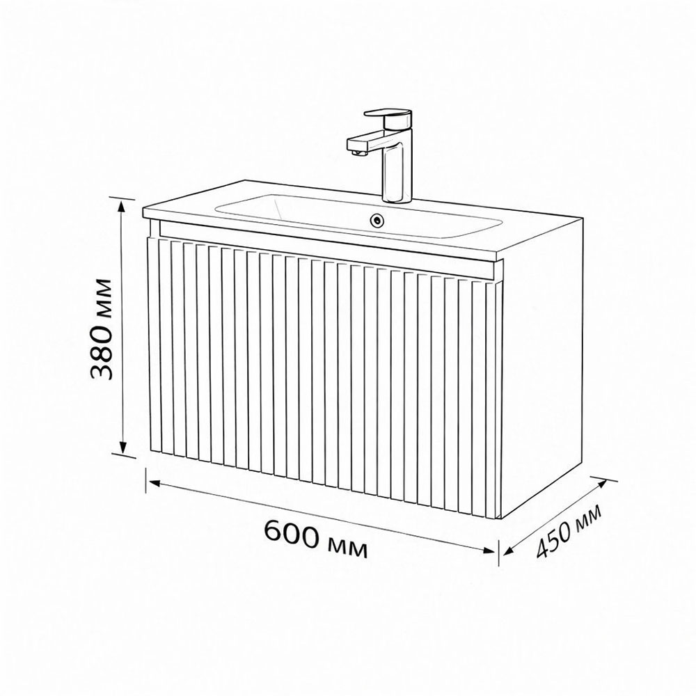 Тумба с раковиной подвесная (60 см) Terminus Sicilia SIC10601701601O, графит
