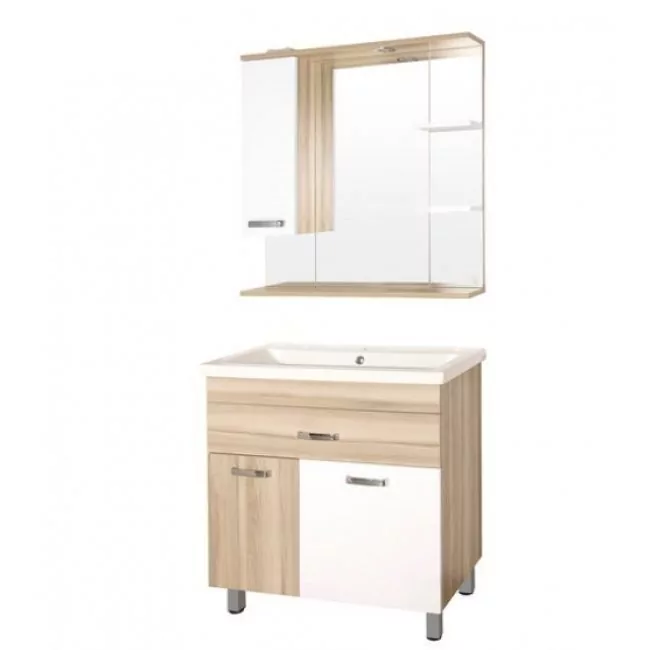 Зеркало-шкаф Styleine Ориноко 80/С L свет, белый/ориноко