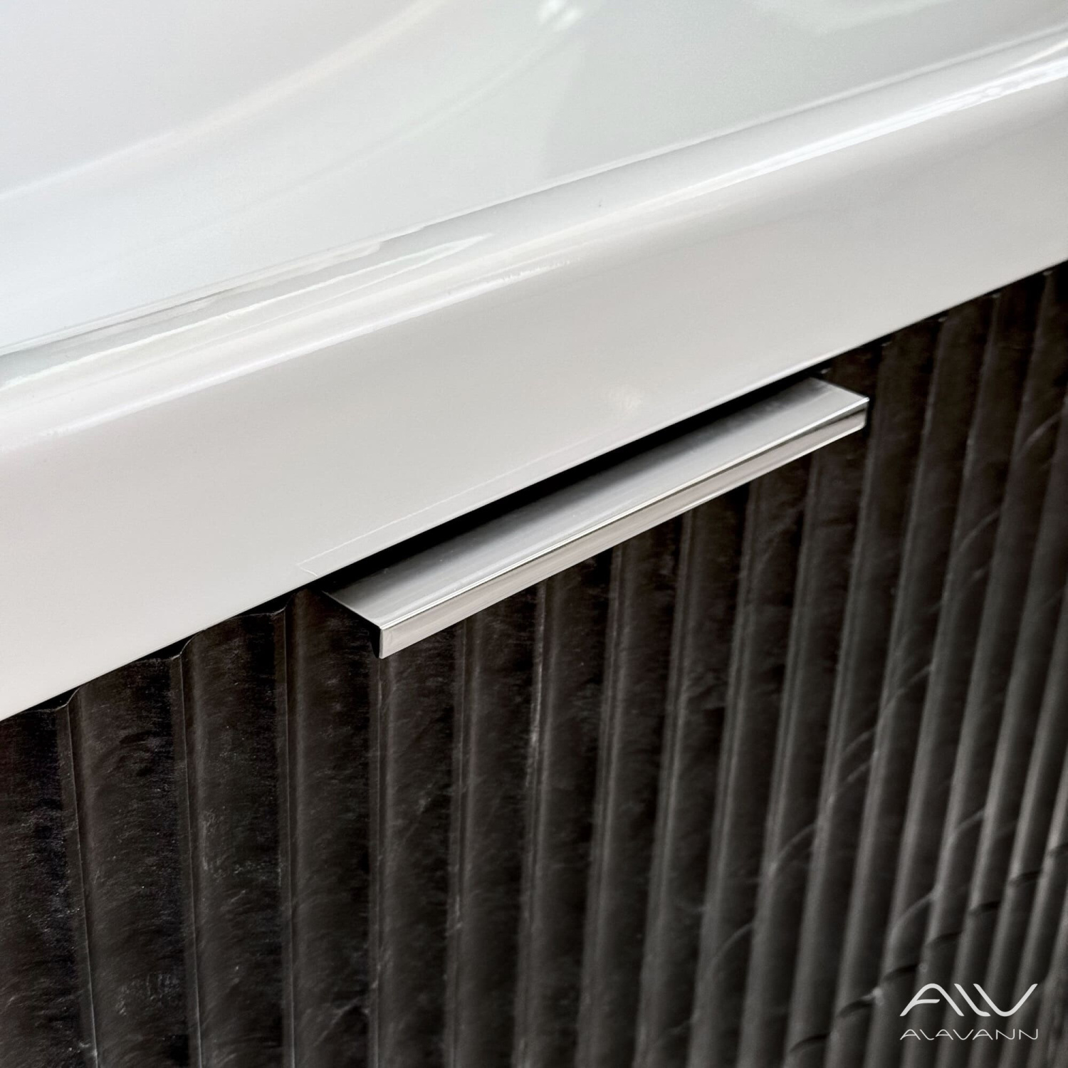 Тумба подвесная Alavann Anna 80 с раковиной Moduo 80, черный мрамор