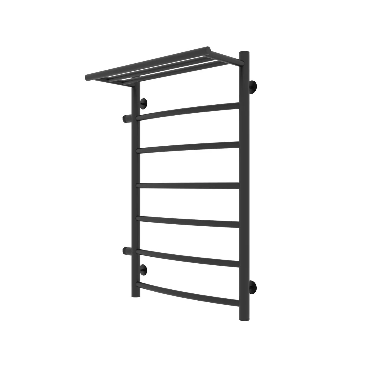 Полотенцесушитель водяной Laris Классик П7 500х800 L МЦ 500-1, боковой, с полкой, черный матовый