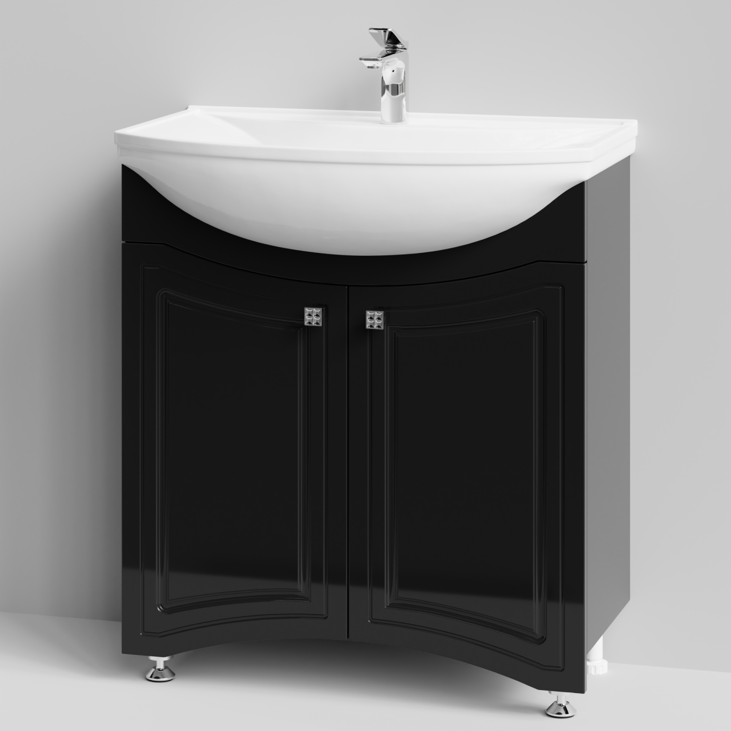 Тумба с раковиной Адам 75 напольная, черный глянец