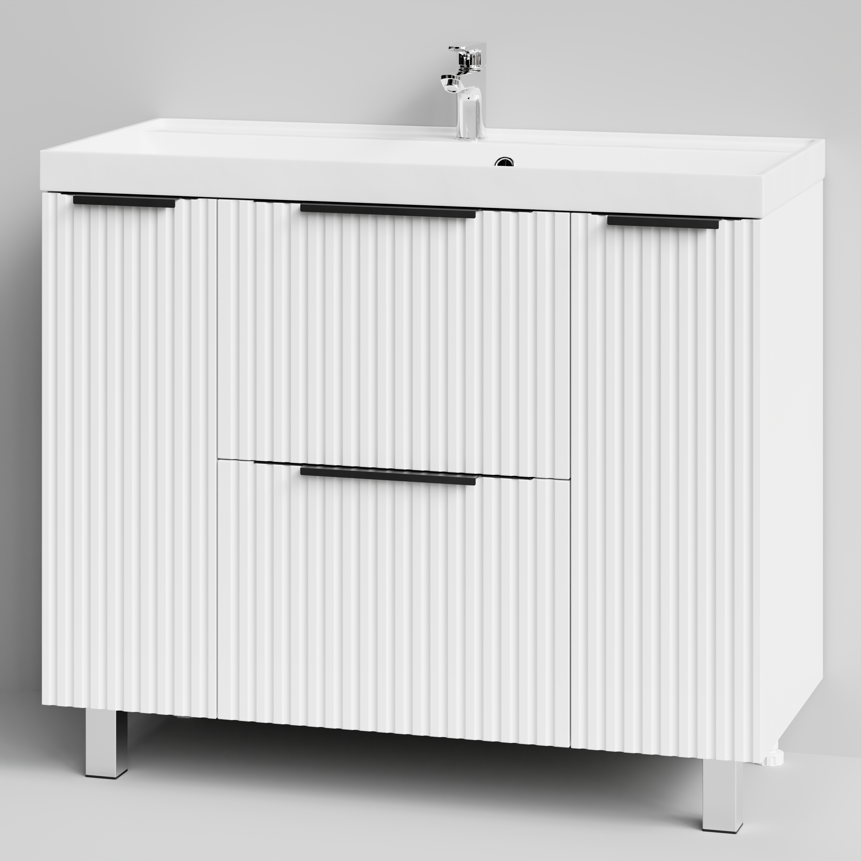 Тумба с  раковиной Vod-ok Дольче 100 2 ящика 2 двери, напольная, белая + 13 цветов