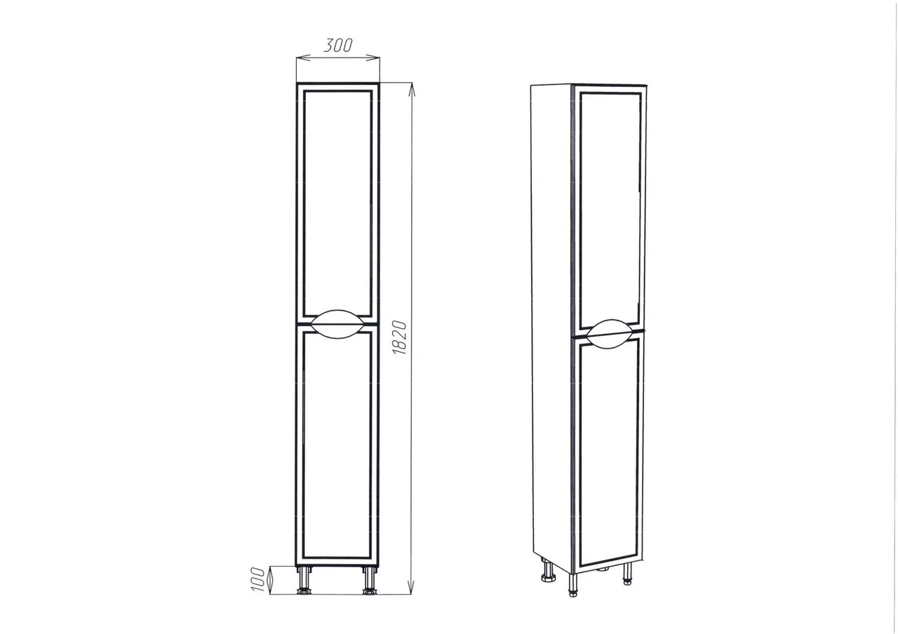 Пенал напольный Viant Лима 30 R белый