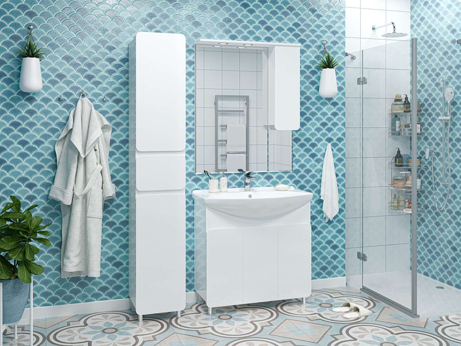 Пенал Misty Чегет 35 напольный, L, белый