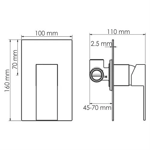 Смеситель WasserKRAFT Abens 2051 встраиваемый, на 1 выход, черный Soft-touch