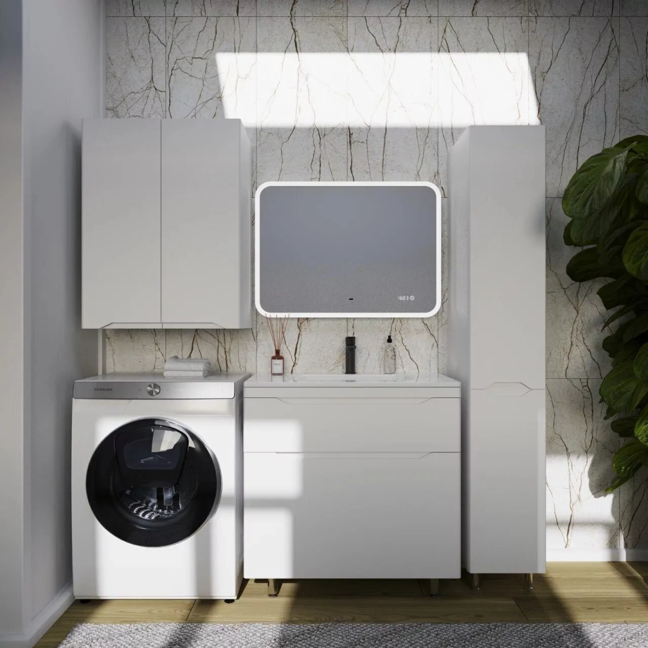 Тумба напольная Style Line Марелла 80 с раковиной Марелла Люкс 80, белый матовый