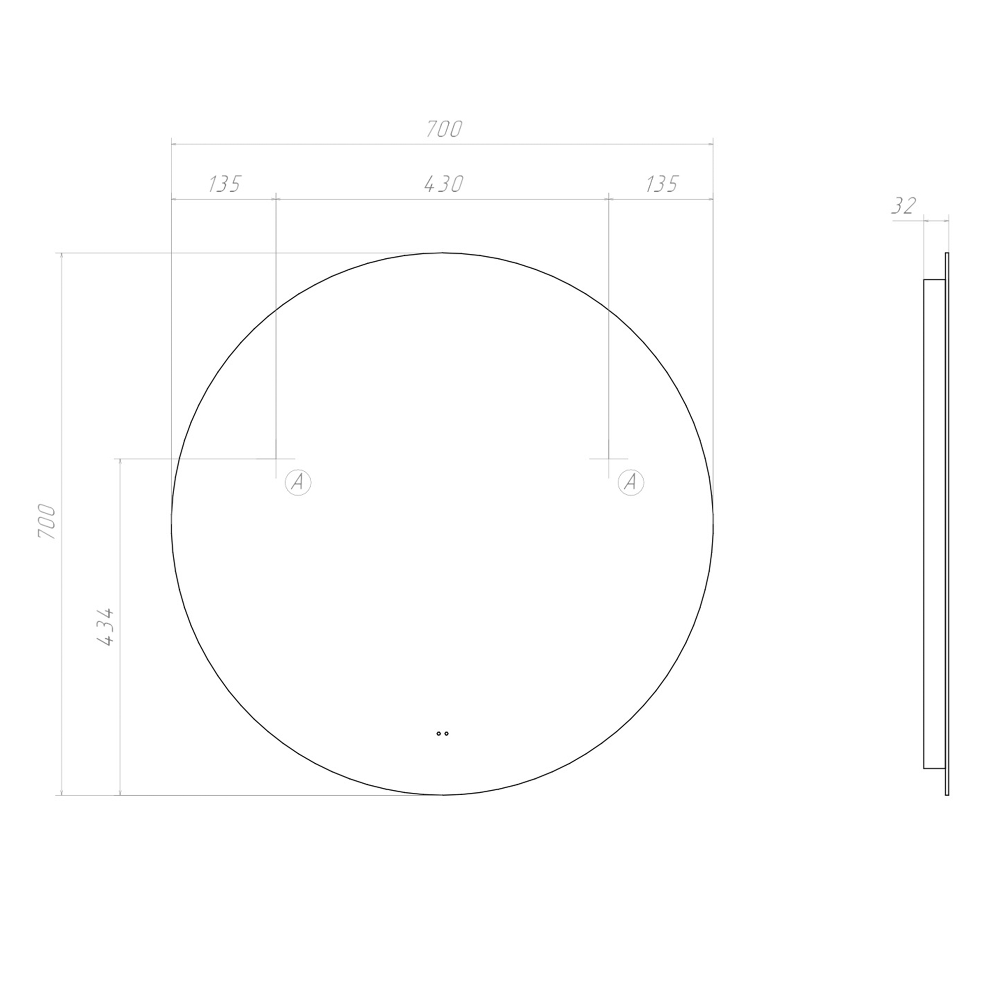 Зеркало Vigo Otti Comfort 700 свет, сенсор, антизапотевания