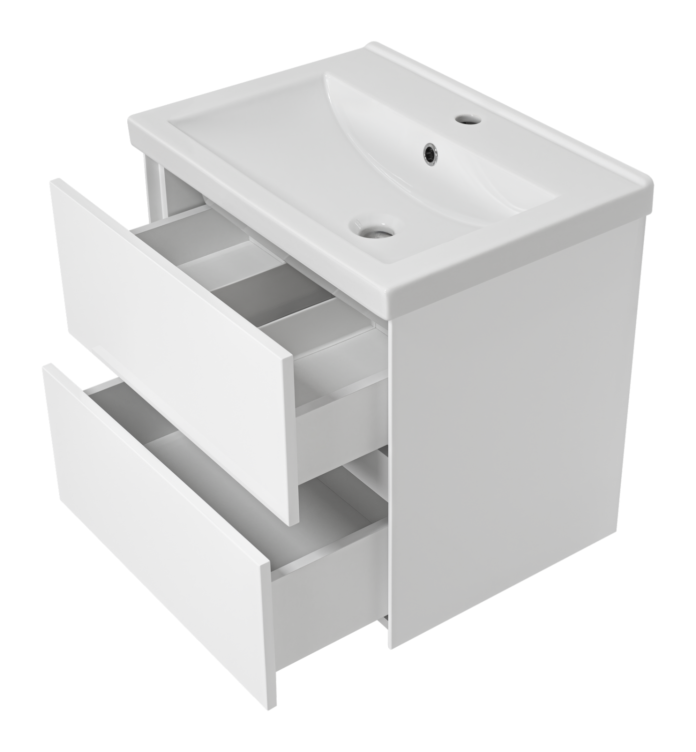 Тумба с раковиной Misty Твист 60 подвесная (белая)